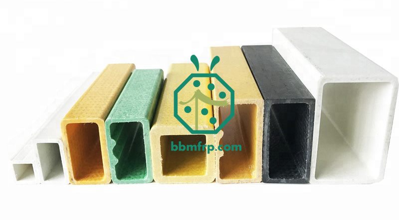 Various specification pultruded fiberglass rectangular tubing for structural use.